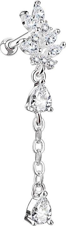 Star Piercing Micro Barbell silber mit Anhänger Kristall (Chirurgenstahl 316L, Messing)