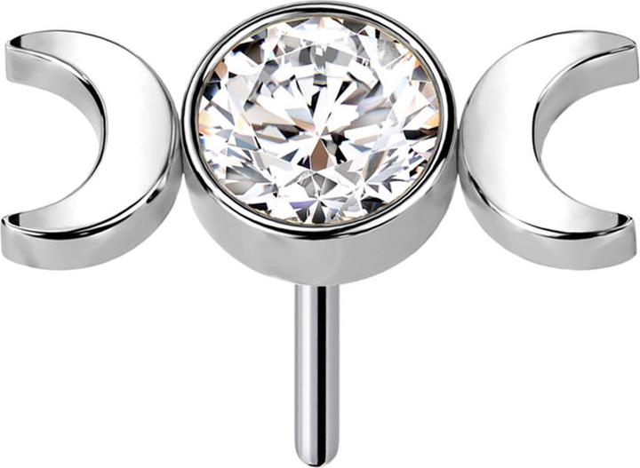 Actual product image Star Piercing Threadless silber Kristall silber und zwei Mondsichel (Titanium G23, without brass)