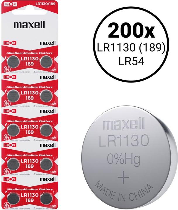 Image du produit Maxell LR1130 (LR54) (200 pcs, AG10, 45 mAh)