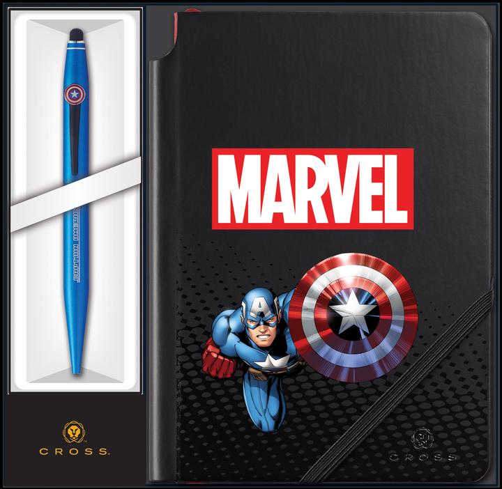 Image du produit Cross Coffret cadeau Marvel Tech2 stylo bille avec stylet et bloc-notes Captain America