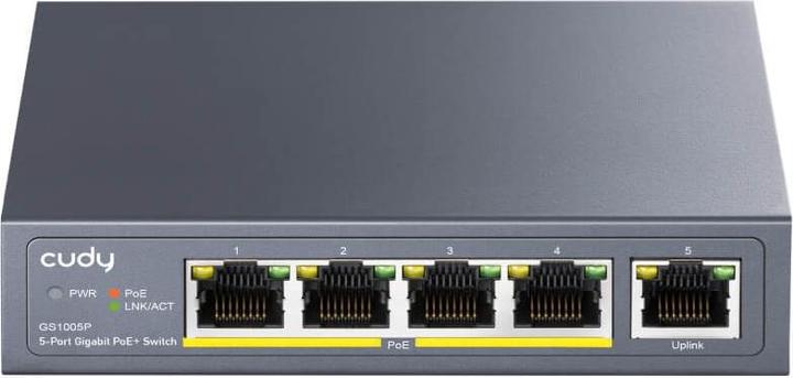 Immagine prodotto Cudy Switch di rete GS1005P Gigabit Ethernet (10/100/1000) Power over Ethernet (PoE) Grigio (5 Porti)