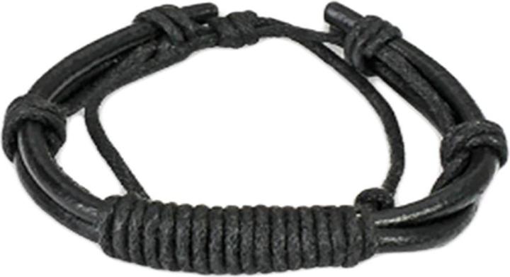 Star Piercing Lederarmband schwarz mit langem Knoten (Leder, ohne Messing)