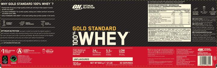 Valeurs nutritives et ingrédients Optimum Nutrition Gold Standard 100% Whey (Neutre, 1 pcs, 896 g)