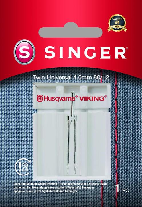 Singer TWIN sewing machine needle, 4mm, 80/12