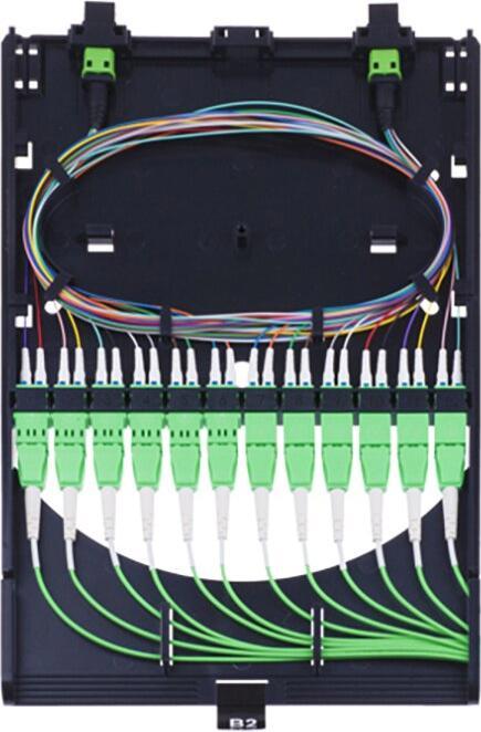 Actual product image BlueOptics HD MPO Cassette 12x LC Duplex UPC 1x MPO 24 cores OM5 AF
