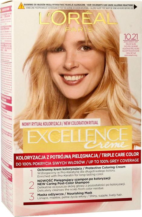 L'Oréal Paris Loreal Excellence Creme Farbe Creme 10.21 sehr helles Perlblond (10.21 Very Very Light Pearl Blonde)