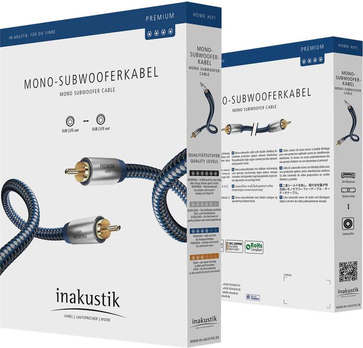 Immagine prodotto Inakustik Cavo subwoofer mono premium (3 m, Cinch)