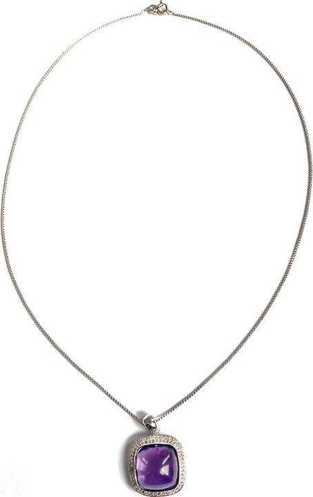 Produktbild Xen Anhänger mit Kette Amethyst Cushion-Cabochon 45 cm 925 Silber (925 Sterling Silber, 45 cm)