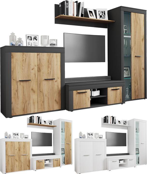 Produktbild VCM 4 tlg Schrankwand Set Wohnwand Usilo L (242 x 37 x 159 cm)