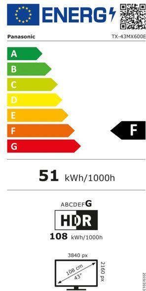 Energy Label Panasonic TX-43MX600E (43", MX600E, LED, 4K, 2023)