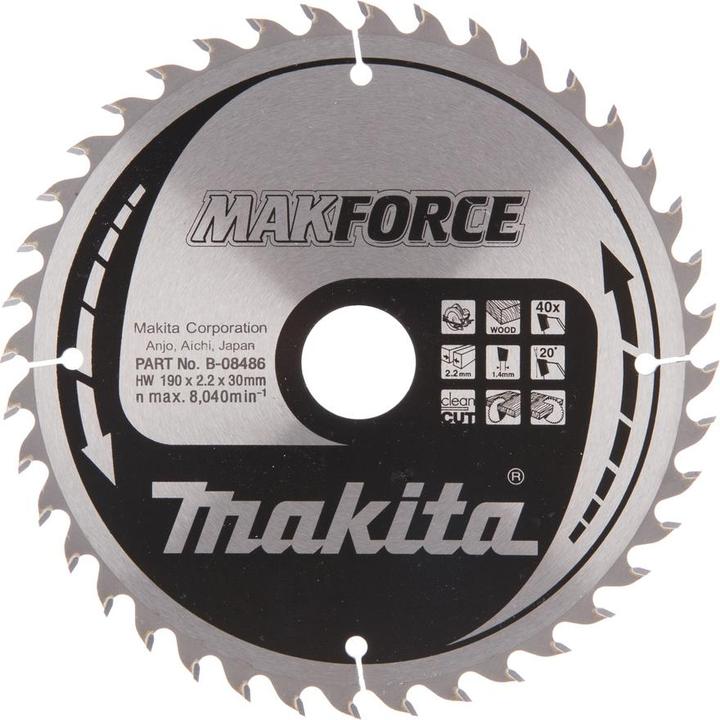 Makita B-08486 Cutting disc 190x30 20 16x2,2mm 40T 20 ° 5704R 5705R