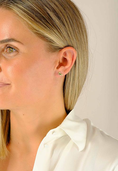 Actual product image Muau Stud earrings horse yellow gold 750, 9mm (750/18K yellow gold)