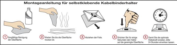 Produktbild Don Quichotte Klebesockel für Kabelbinder (Montagesockel) 3,6mm mit Sonderkleber schwarz (4.10 mm, 100 Stk.)
