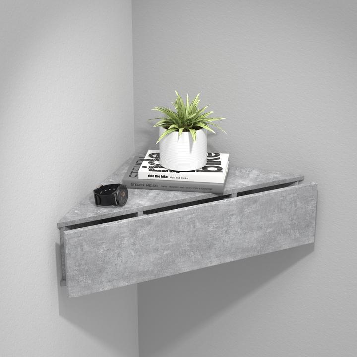 Actual product image VCM Wooden Wall Drawer Bedside Cabinet Wall Shelf Corner Shelf Drawer Console Bedside Table Usal S (60 x 43 x 15 cm)