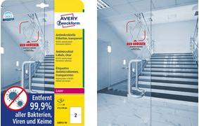 Actual product image Avery AVZ L8013-10 Antimicrobial labels 105x148mm transparent