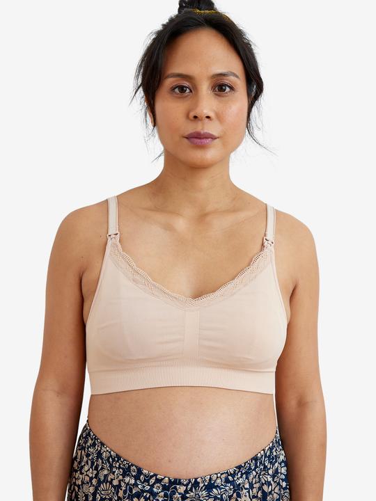 Produktbild Vertbaudet 2er-Pack nahtlose Bustiers für Schwangerschaft und Stillzeit mit Spitze (XL)