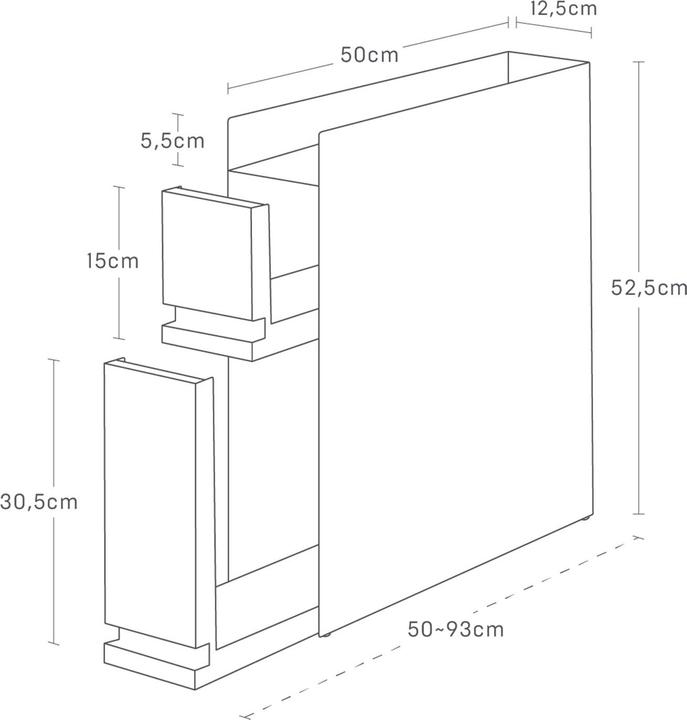 Produktbild Yamazaki 2-stöckiges Gewürzregal mit Schubladen TOWER (93 x 12.5 x 52.5 cm)