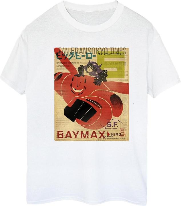 Disney Big Hero 6 Baymax Flying Baymax Newspaper TShirt (XXL)