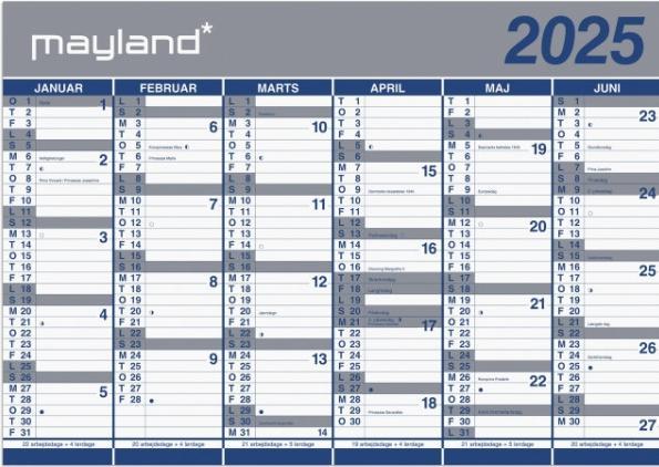 Mayland-Burde Calendrier 2x6 mdr. papir 2025