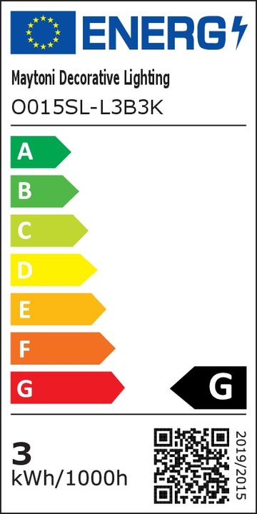 Label énergétique Maytoni Bil LED Éclairage d'escalier 3W Noir IP54 Blanc chaud (60 lm, IP54)