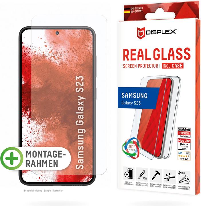 Actual product image Displex Real Glass, 2D Panzerglas + Handyhülle (1 Piece, Samsung Galaxy S23+, Samsung Galaxy S22)