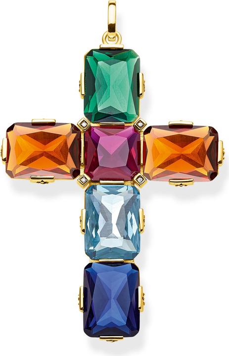 Immagine prodotto Thomas Sabo Ciondolo croce pietre colorate oro grande (Argento 925)