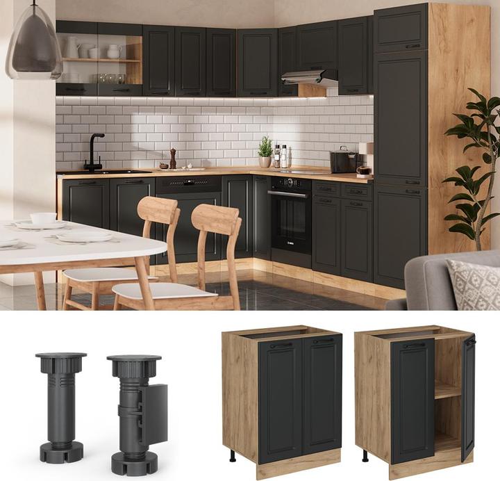 Actual product image Vicco Küchenunterschrank R-Line, Anthrazit Landhaus/Goldkraft Eiche, 60 cm, AP Anthrazit