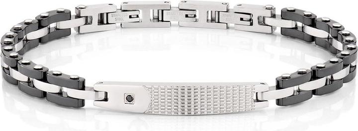Amen Steel Ceramic & Diamond Armband (21 cm, Edelstahl, Keramik)