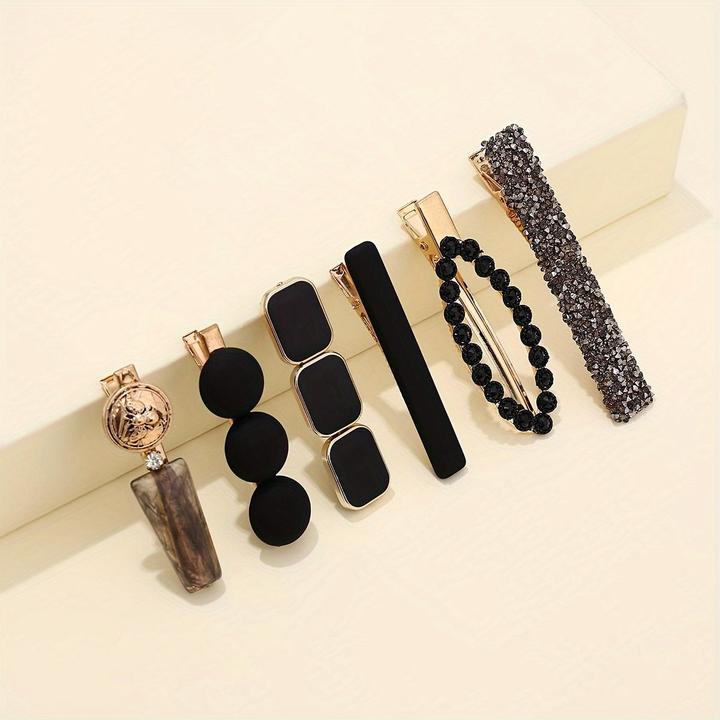 Produktbild Activity Board 6 Stück elegantes Haarspangen-Set - Harz & Strass, mattierte & glitzernde Oberflächen in gemischten (6 Stk.)