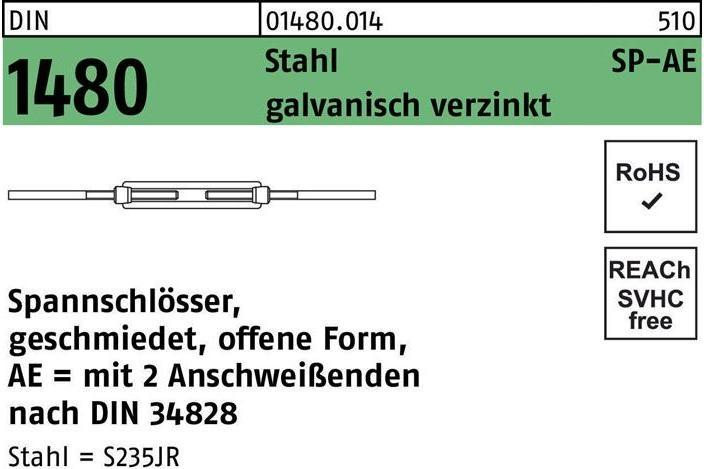 Productafbeelding Spanschroef DIN 1480 open w.2-laseinden SP-AE M 30 staal elektrolytisch verzinkt...