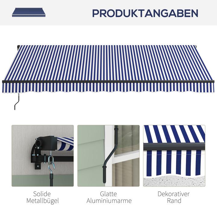 Produktbild Outsunny Markise mit Handkurbel und Befestigungsmaterial für verschiedene Oberflächen (3 m)