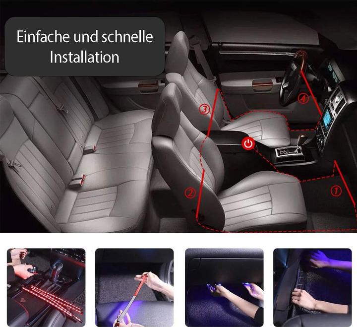 Produktbild Werkstein Auto Lichtstreifen RGB Fussraumbeleuchtung mit Sound Control 4er Set