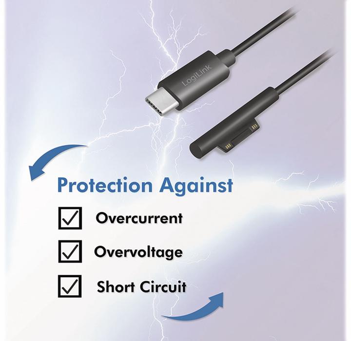 Produktbild LogiLink USB-C zu Microsoft Surface (1.80 m, USB 3.2 Gen 1, 60 W)