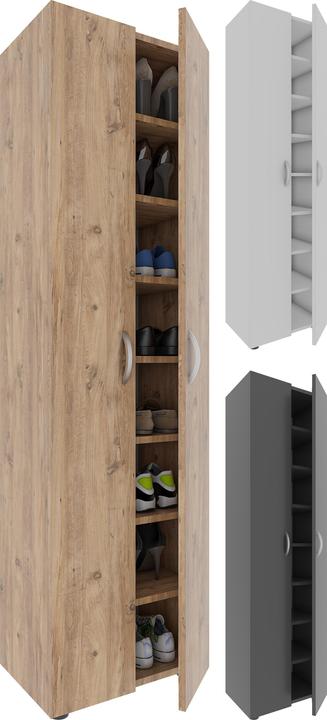 VCM XXL Holz Grosser Schuhschrank Schuhkommode Schuhregal Stiefel Gross Ulas 8 Fächer (70 x 40 x 184 cm)