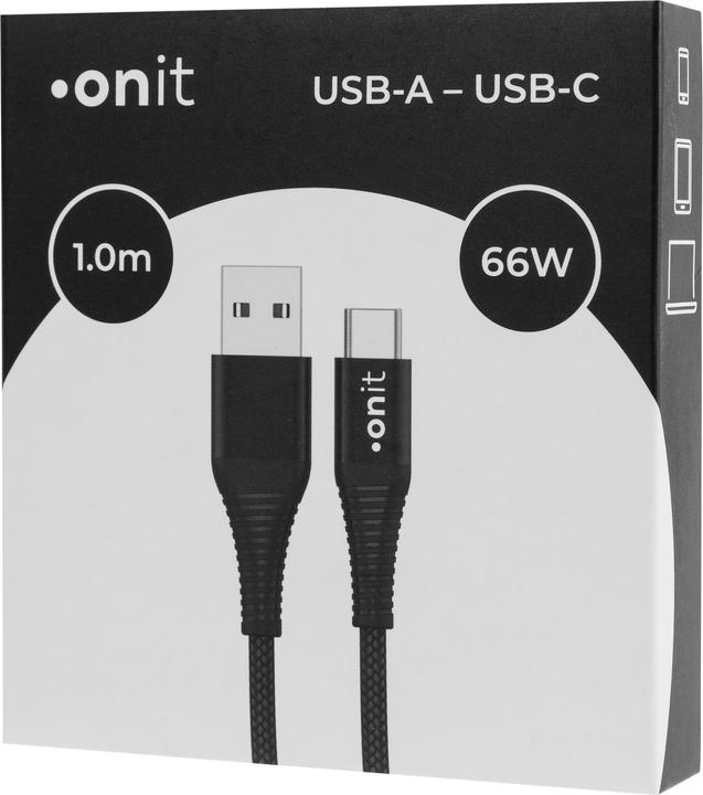 Actual product image Onit USB 2.0 cable USB A - USB C 1 m, black (1 m, USB 2.0)