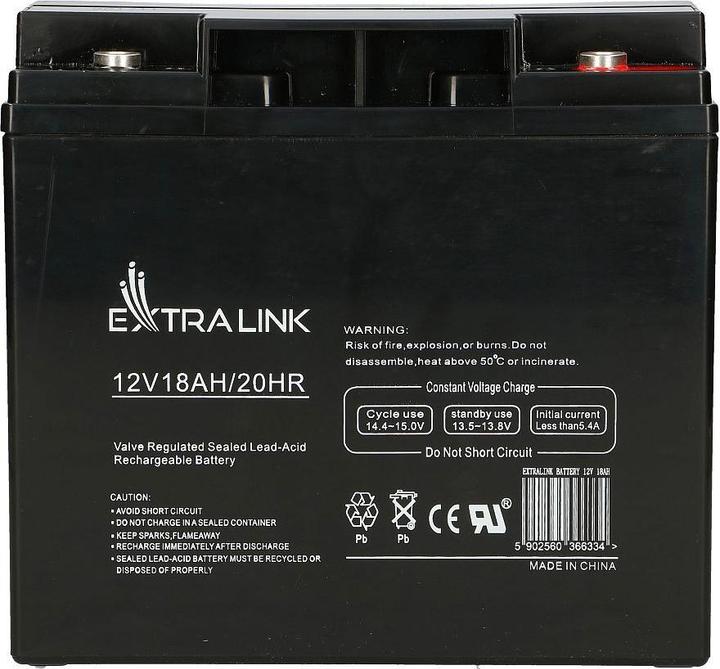 Produktbild Extralink AKUMULATOR BATTERY ACCUMULATOR AGM 12V 18AH - Batterie - 18.000 mAh (13.50 V, 18 Ah)
