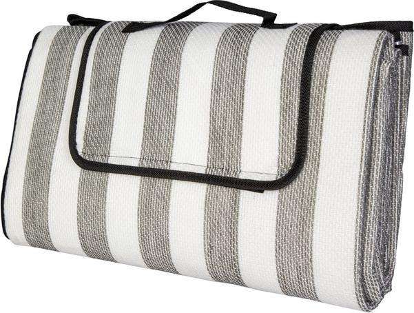Produktbild MICA Living Picknickdecke - grau-weiss gestreift - aus Textil - ca. 200 x 160 cm