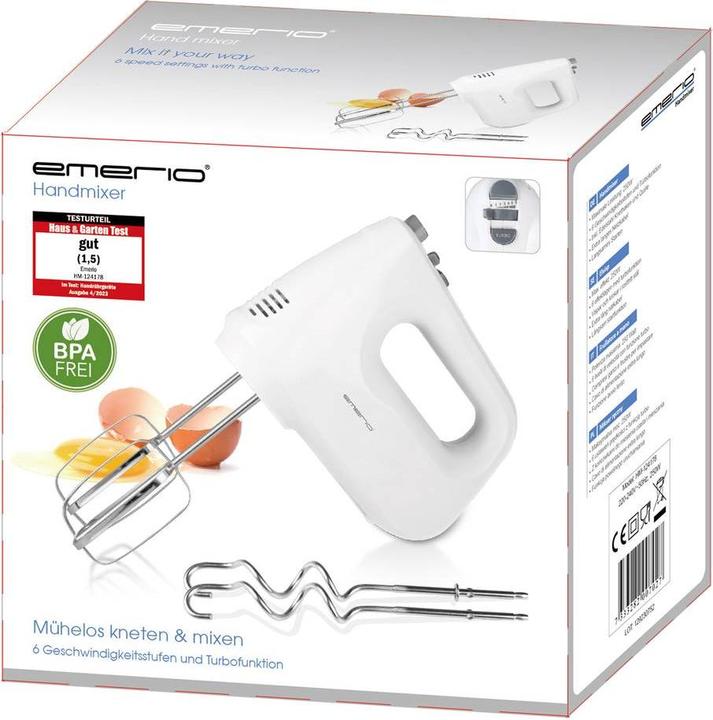 Produktbild Emerio Handmixer mit Knethaken, Slow Start Funktion, Turbo (250 W)