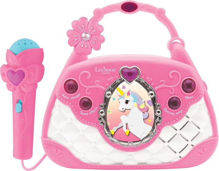 Productafbeelding Lexibook Eenhoorn karaoke en muziek luidspreker in handtas ontwerp, microfoon, stemwisselaar, audio-in kabel