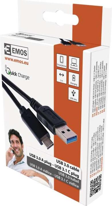 Produktbild Emos USB A — USB C (1 m, USB 3.1)