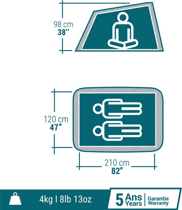 Actual product image Quechua Camping tent - 2 Seconds Fresh & Black for 2 people (Pitching tent, 4 kg, 2 persons)