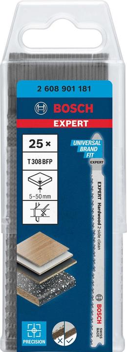 Actual product image Bosch Professional Zubehör Expert Hardwood 2-side clean T 308 BFP jigsaw blade, 25 pieces