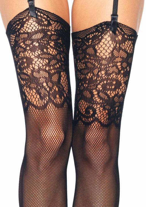 Actual product image Leg Avenue Suspender stockings with lace pattern (S, M, L)
