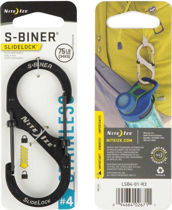 Immagine prodotto Nite Ize Moschettone S-Biner SlideLock #4 in acciaio inox nero (LSB4-01-R3)