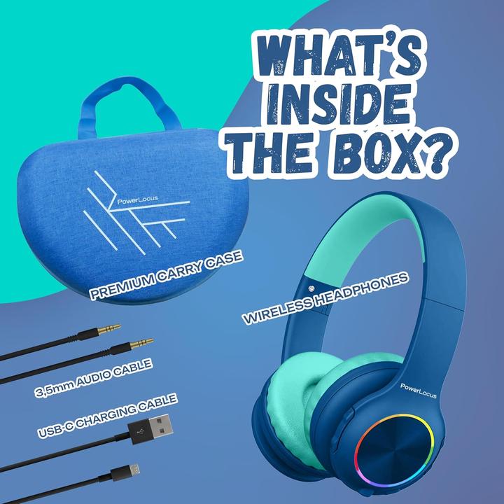 Produktbild PowerLocus PLED Bluetooth-Kinderkopfhörer blau