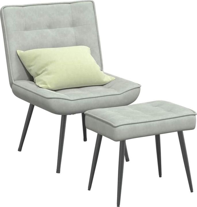 Produktbild VidaXL Relaxsessel mit Hocker Hellgrau Samt Sessel Sessel mit Hocker