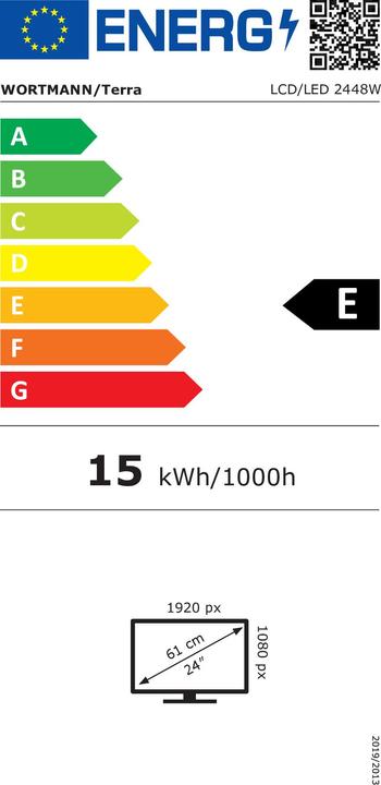 Energy Label Wortmann TERRA LCD/LED 2448W PV V3.1 schwarz HDMI/DP/USB-C (1920 x 1080 pixels, 23.80")