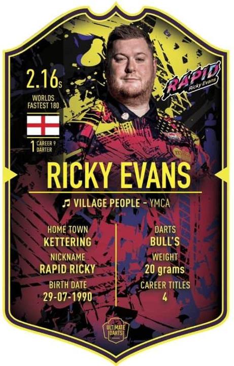 Actual product image Ultimate Darts Card - Ricky Evans