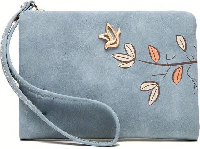 Only-Bags.Store Stilvolle kurze Brieftasche mit Handschlaufe - Kartenhalter mit Blumenmuster in Beige, kompakte
