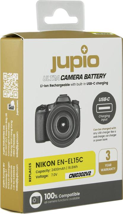 Immagine prodotto Jupio EN-EL15C Ultra C (ingresso USB-C) 2400mAh (Batteria della fotocamera)